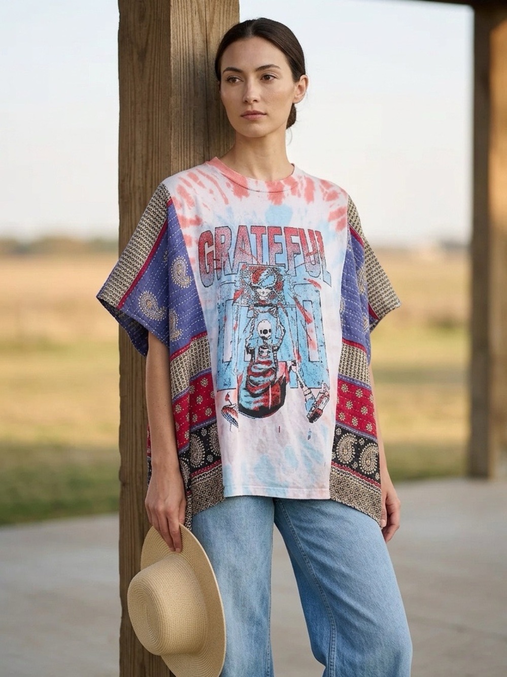 Handcrafted Upcycled Grateful Dead Kantha Tunic NWT One Size